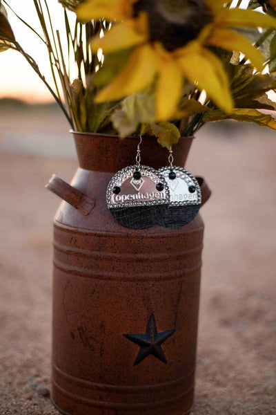 Copenhagen Silver Lid Earrings - Black Gator - Dally Down Designs