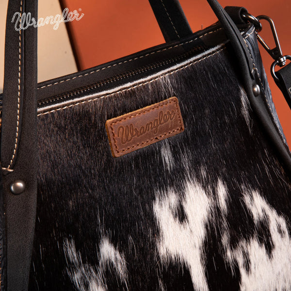 Wrangler Genuine Hair-On Cowhide Tote/Crossbody -Black