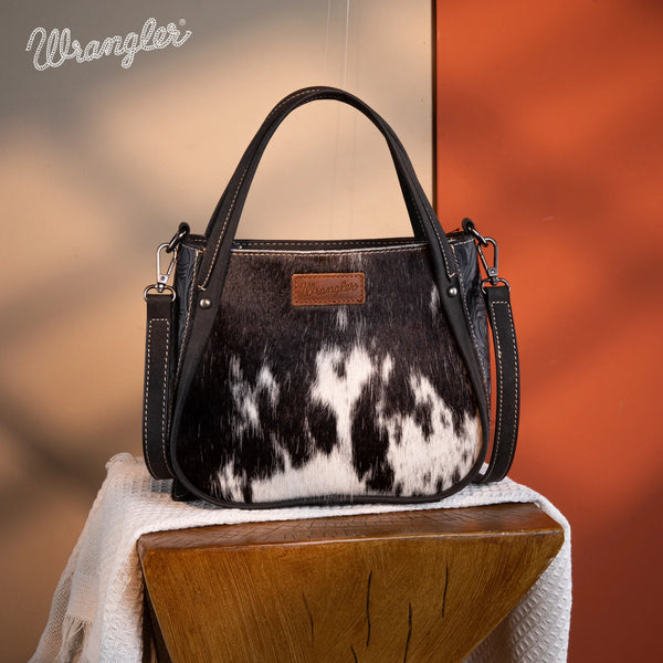 Wrangler Genuine Hair-On Cowhide Tote/Crossbody -Black