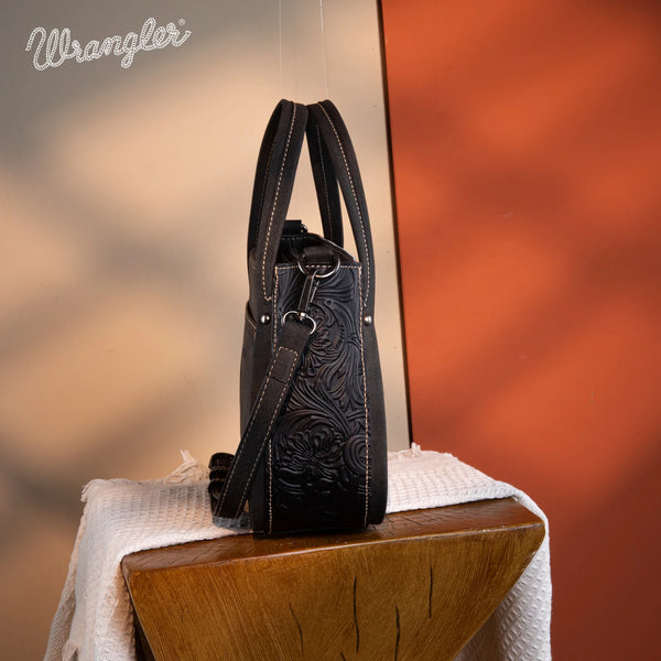 Wrangler Genuine Hair-On Cowhide Tote/Crossbody -Black
