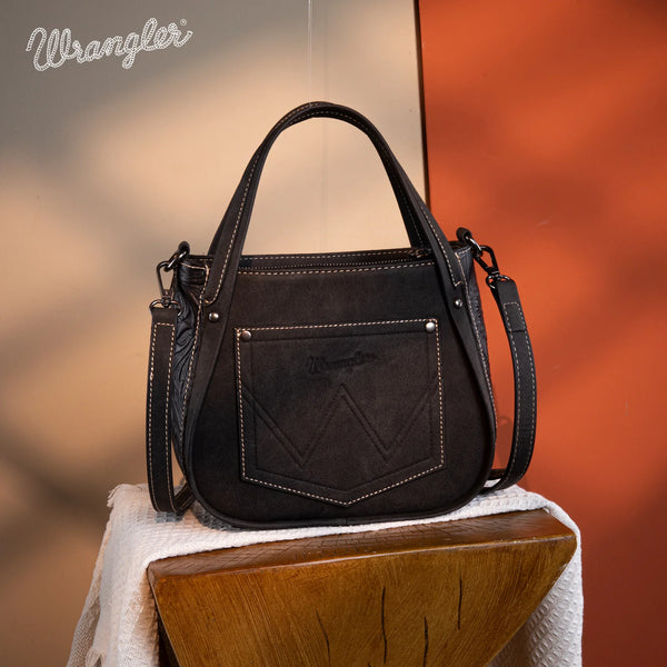 Wrangler Genuine Hair-On Cowhide Tote/Crossbody -Black