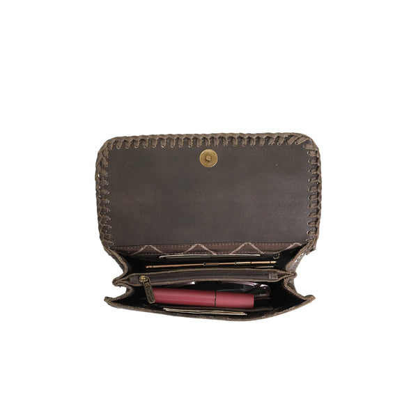 Wrangler Genuine Hair-On Cowhide Crossbody Bag Coffee/Turquoise