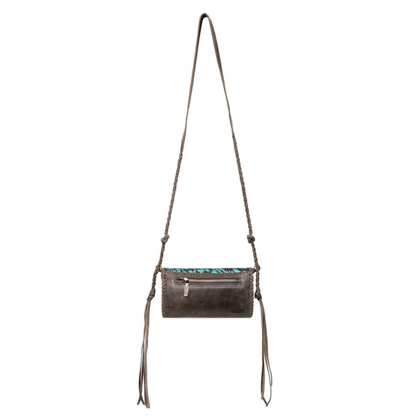 Wrangler Genuine Hair-On Cowhide Crossbody Bag Coffee/Turquoise
