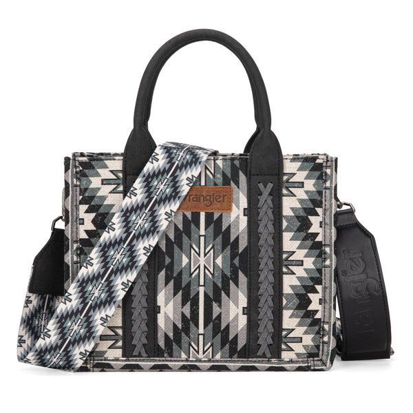 Wrangler Southwestern Pattern Dual Sided Pattern Tote/Crossbody - Black