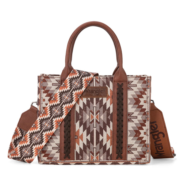 Wrangler Southwestern Pattern Dual Sided Pattern Tote/Crossbody - Brown