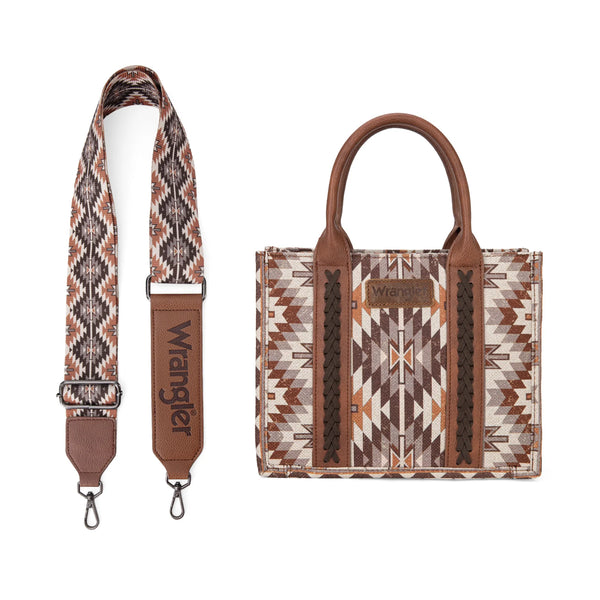 Wrangler Southwestern Pattern Dual Sided Pattern Tote/Crossbody - Brown