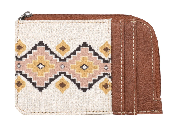 Wrangler Southwestern Art Print Mini Zip Card Case - Coffee