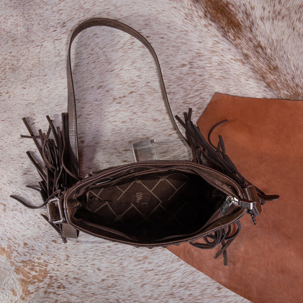 Wrangler Croc Embossed Whipstitch Concealed Carry Crossbody - Coffee