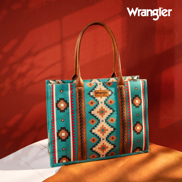 Wrangler Southwestern Pattern Dual Sided Wide Canvas - Turquoise