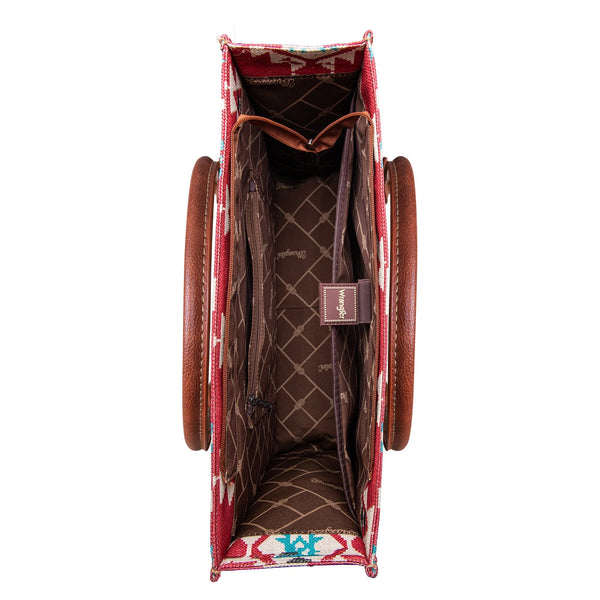 Wrangler Southwestern Pattern Dual Sided Wide Canvas - Burgundy