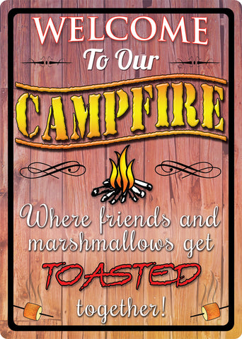 12" x 17" Tin Sign - Welcome to Our Campfire
