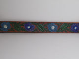 1 1/2" Custom Painted Floral Belt - Dark Blue / Light Blue