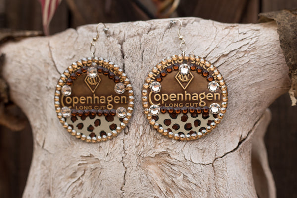 Copenhagen Copper Lid Earrings - Cheetah Print - Dally Down Designs