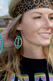 Turquoise First Down Football Earrings