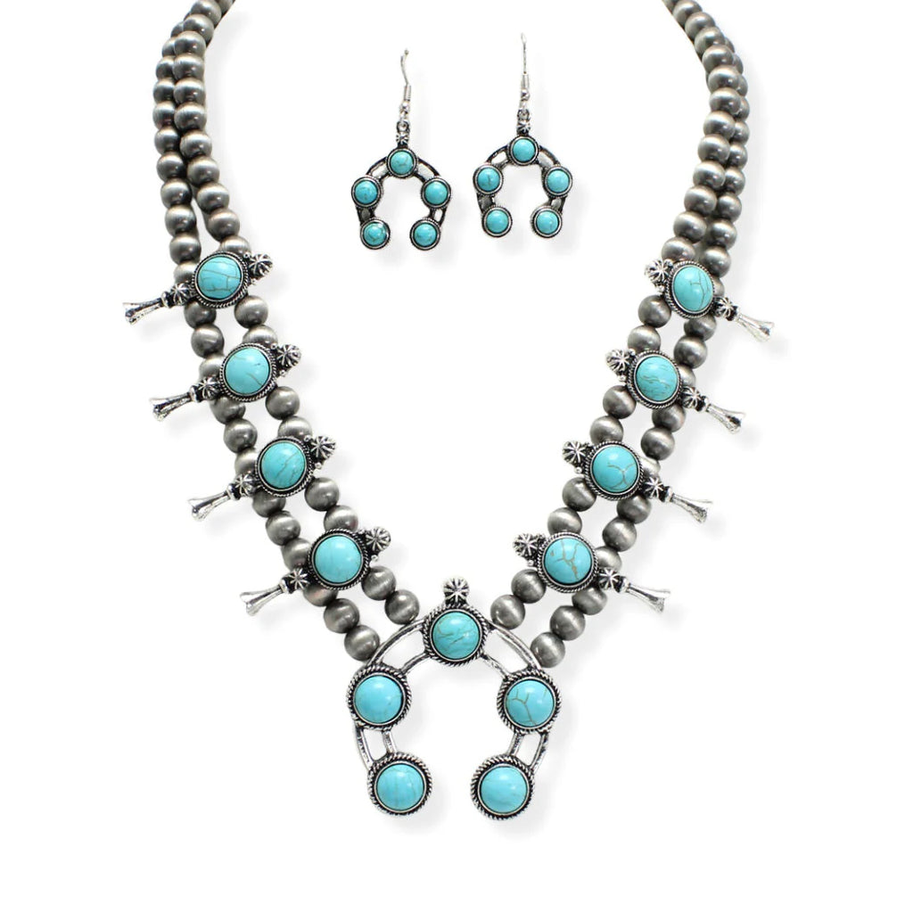 Western Squash Blossom Navajo Beaded Necklace