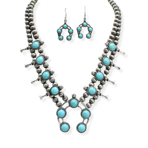 Western Squash Blossom Navajo Beaded Necklace