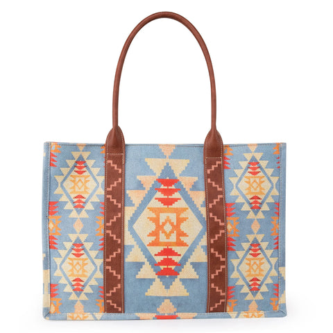 Wrangler Southwestern Pattern Dual Sided Wide Canvas by Montana West - Brown