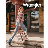 Wrangler Southwestern Pattern Dual Sided Wide Canvas by Montana West - Brown