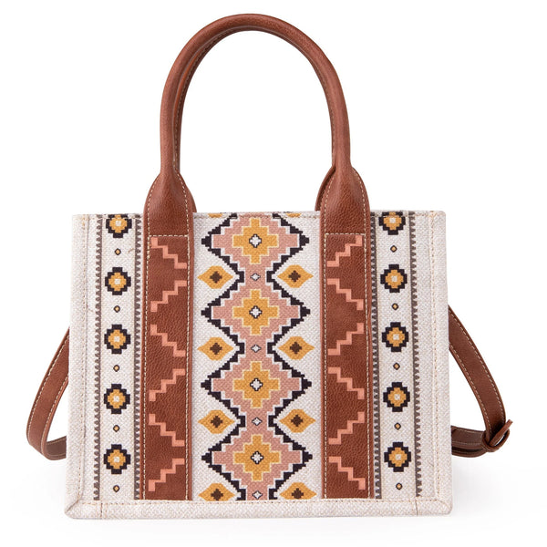 Wrangler Southwestern Dual Sided Print Canvas Tote / Crossbody by Montana West - Coffee