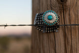 Silver Burnished Turquoise Stone with Navajo Bead Stretch Bracelet