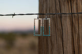 Silver and Burnished Turquoise Stone Rectangle Dangle Earring