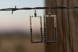 Silver and Burnished Black Stone Rectangle Dangle Earring