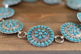 Burnished Silver and Turquoise Western Round Stone Belt