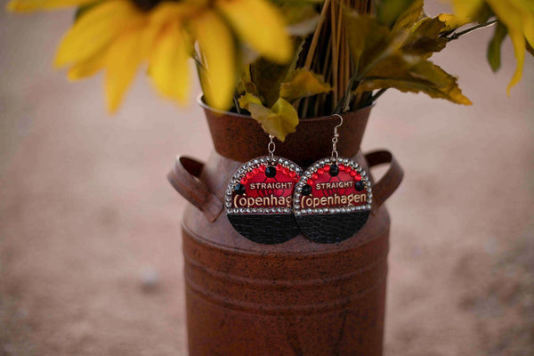 Copenhagen Red Lid Earrings - Black Gator - Dally Down Designs