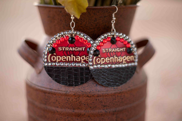 Copenhagen Red Lid Earrings - Black Gator - Dally Down Designs