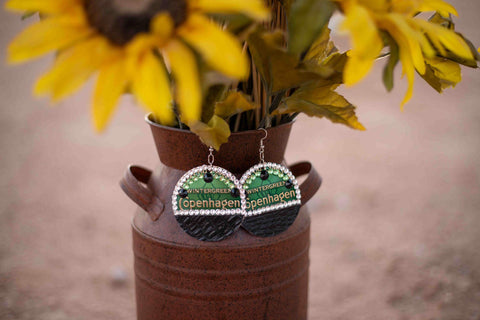 Copenhagen Green Lid Earrings - Black Gator - Dally Down Designs