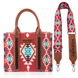 Wrangler Southwestern Print Small Canvas Tote/Crossbody by Montana West - Burgundy