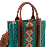 Wrangler Southwestern Print Small Canvas Tote/Crossbody by Montana West - Turquoise