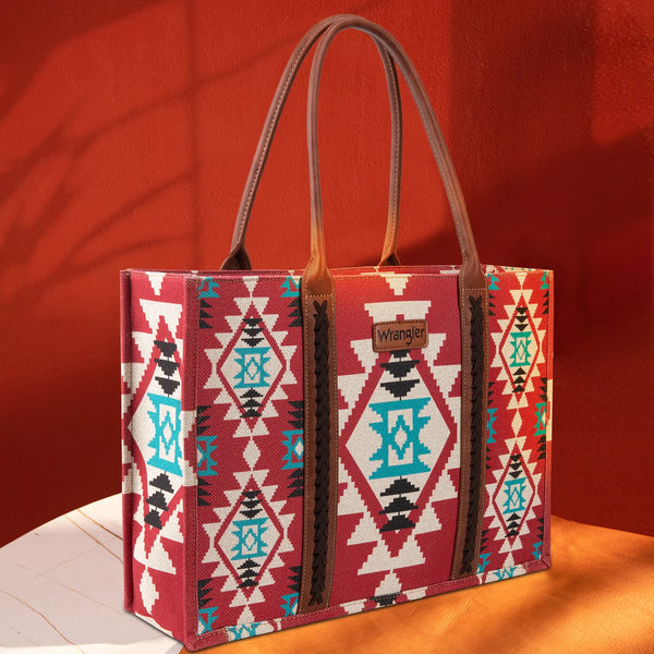 Wrangler Southwestern Pattern Dual Sided Wide Canvas - Burgundy