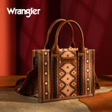 Wrangler Southwestern Dual Sided Print Canvas Tote / Crossbody by Montana West - Dark Brown