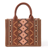 Wrangler Southwestern Dual Sided Print Canvas Tote / Crossbody by Montana West - Dark Brown