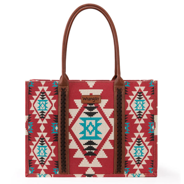 Wrangler Southwestern Pattern Dual Sided Wide Canvas - Burgundy