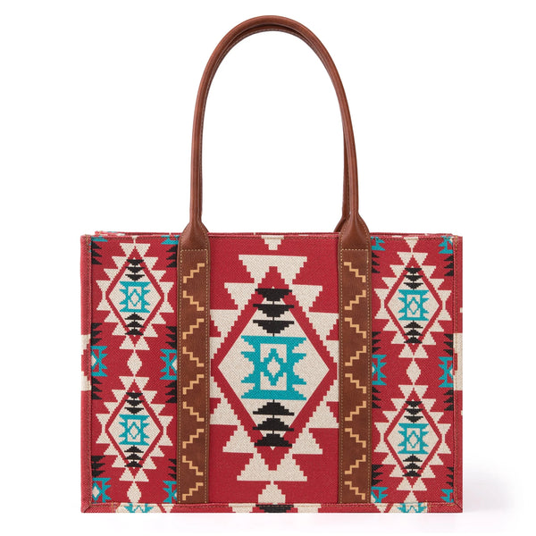 Wrangler Southwestern Pattern Dual Sided Wide Canvas - Burgundy