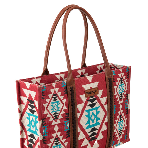 Wrangler Southwestern Pattern Dual Sided Wide Canvas - Burgundy