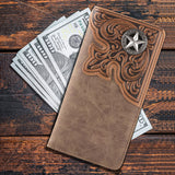 Embossed Lone Star Concho Men's Bifold Long Wallet