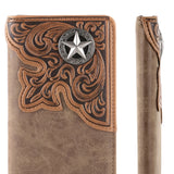 Embossed Lone Star Concho Men's Bifold Long Wallet