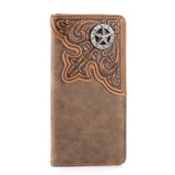 Embossed Lone Star Concho Men's Bifold Long Wallet