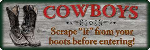 10.5" x 3.5" Tin Sign - Cowboys