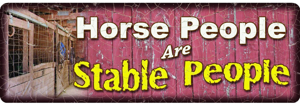 10.5" x 3.5" Tin Sign - Horse People