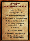 12" x 17" Tin Sign - Cowboy 10 Commandments