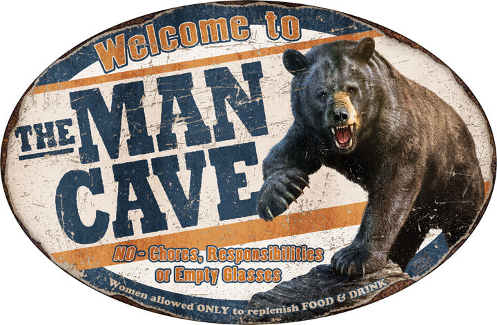 12" x 17" Tin Sign - Bear Man Cave