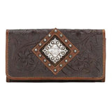 Women's Tri-Fold Wallet with Sunburst Concho - Triple C Collection