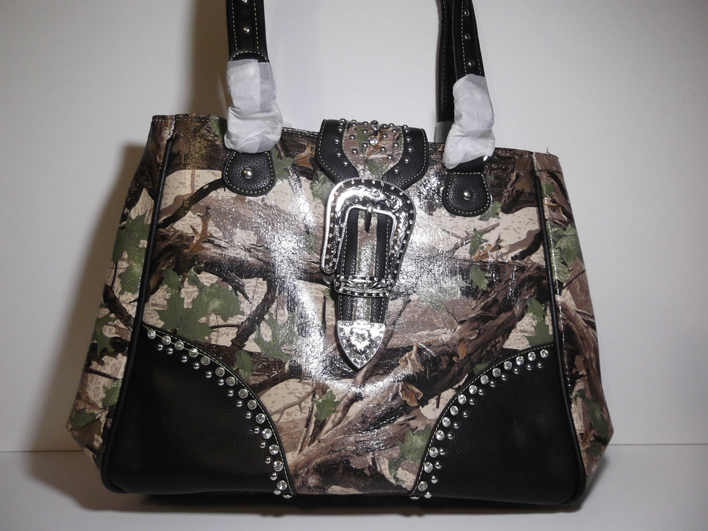 Black Camo Print Purse