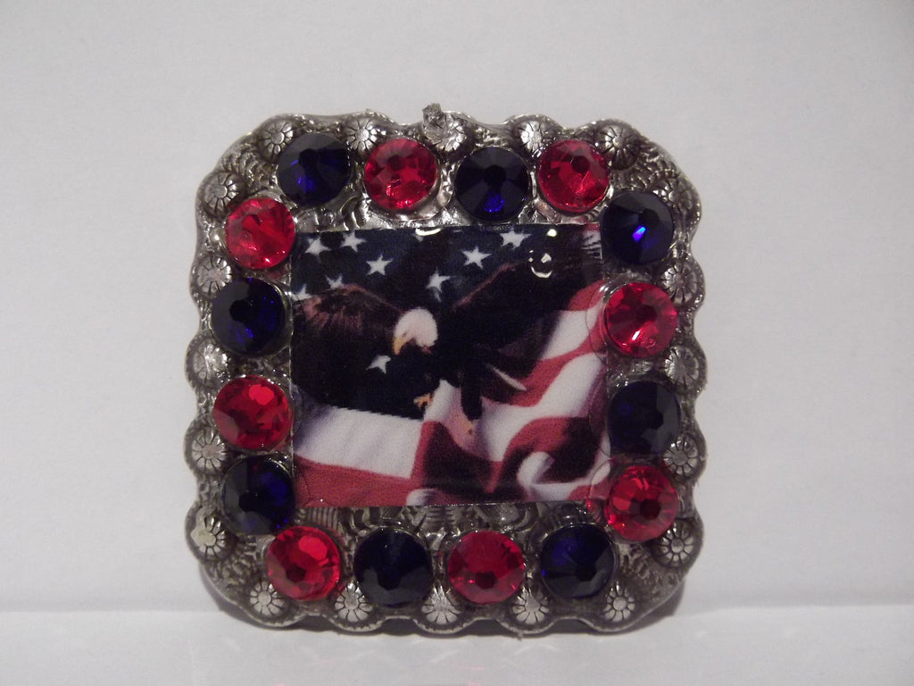 1 3/8" Custom Picture Concho - American Flag With Eagle