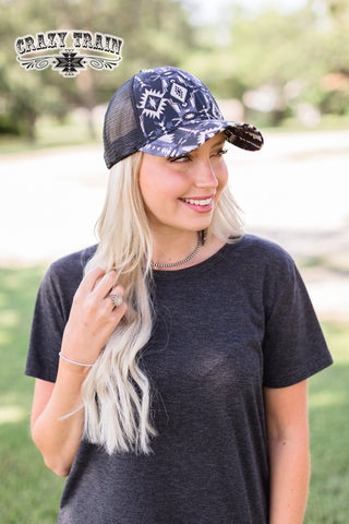 Caprock Black Aztec High Pony Cap