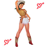 1 3/8" Custom Picture Concho - Pin Up Cowgirl With Hearts